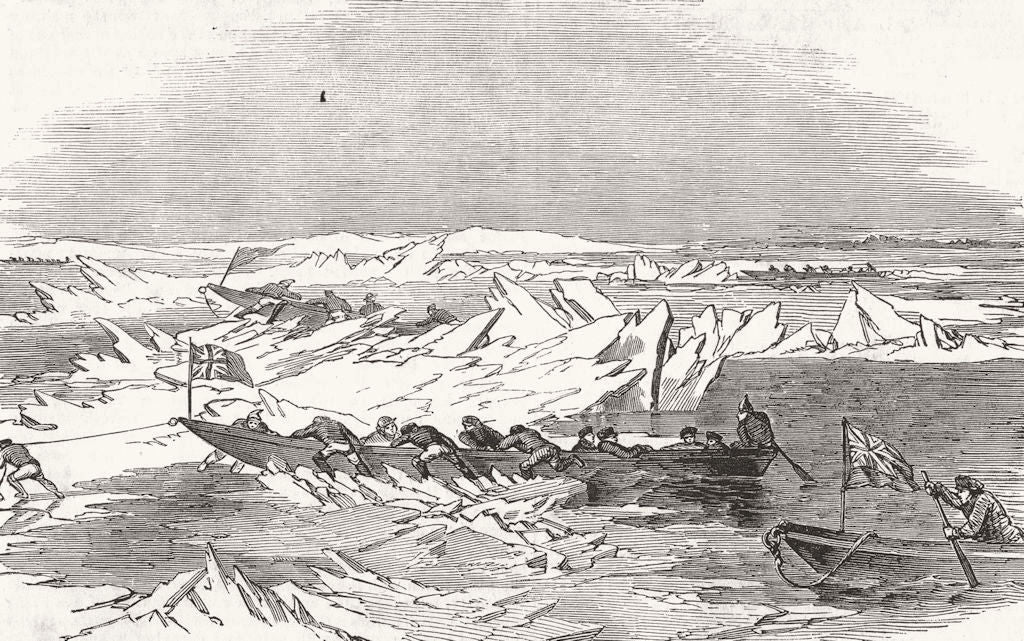CANADA. Canoes crossing the St Lawrence River 1852 old antique print picture